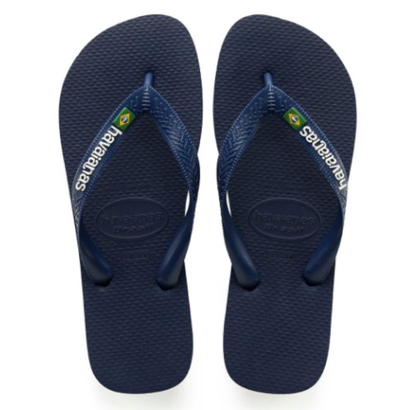 MEN'S BRAZIL LOGO FLIP FLOPS NAVY BLUE 12 - Picture 1 of 1